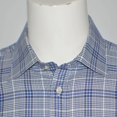 Camisa de Vestir THOMAS PINK Prestige Calce Ajustado Azul Marino Cuadros Algodón Talla 17 36/37 Foto 1 de 4