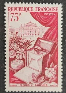 FRANCE 1954 TIMBRE 974 PRODUCTIONS DE LUXE FLEURS PARFUM ART neuf** VF MNH STAMP - Imagen 1 de 1