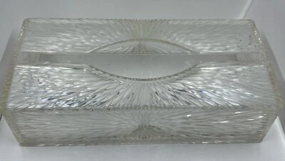 Caja de pañuelos de celebridad vintage años 60 Starburst acrílico Lucite plástico NY Foto 1 de 4