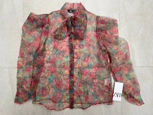 ZARA Womens Stunning Sheer Floral Long Sleeve Bouse Size M BNWT! - Picture 1 of 10