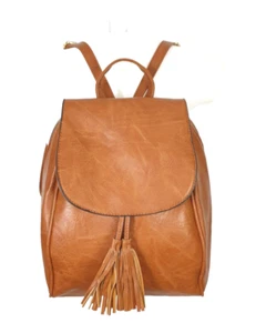 17) Dudlin Italy Damen Tasche City Rücksack mit Quasten Neu Faux- Leder Braun - Bild 1 von 6