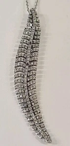 Collar Colgante Hoja con Pavé Conjunto Circonita Cúbica en Plata de Ley 925 Italia - Imagen 1 de 10