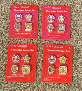 Nintendo Character Eraser Set 16 Erasers 4 Packs  Brand NEW - Picture 1 of 3