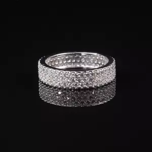 3.5ct Round Lab-Created Moissanite Wedding Band 14k White Gold Plated Eternity - Picture 1 of 7