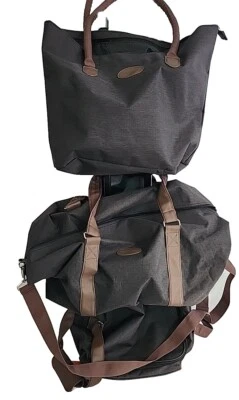 Juego de 5 piezas de equipaje Oxford gris y marrón Bella Russo, lona, fin de semana, bolso Foto 1 de 4