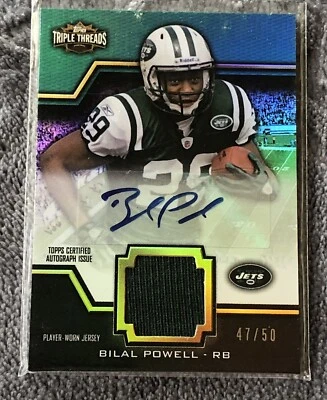 2011 Topps Triple Threads Unity Relics Emerald /50 Bilal Powell Rookie Auto 03g - Image 1 of 3