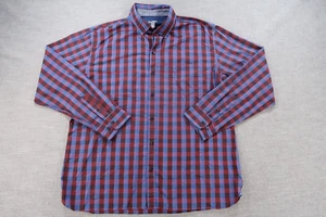 Van Heusen Hemd Herren XL blau rot kariert Button Down nie stecken Tasche - Bild 1 von 8