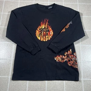 Vtg Y2K No Boundaries Streetwear Distressed Dragon Flames Long Sleeve T-Shirt - Picture 1 of 6