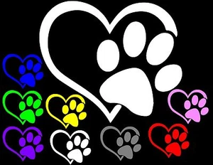 I LOVE MY DOG Window Sticker Vinyl Decal Outdoor Resistant PAW PRINT HEART! - Picture 1 of 1