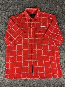 Camicia Phat Farm manica corta con bottoni taglia XL Phat Jean scritta tutto rosso - Foto 1 di 8