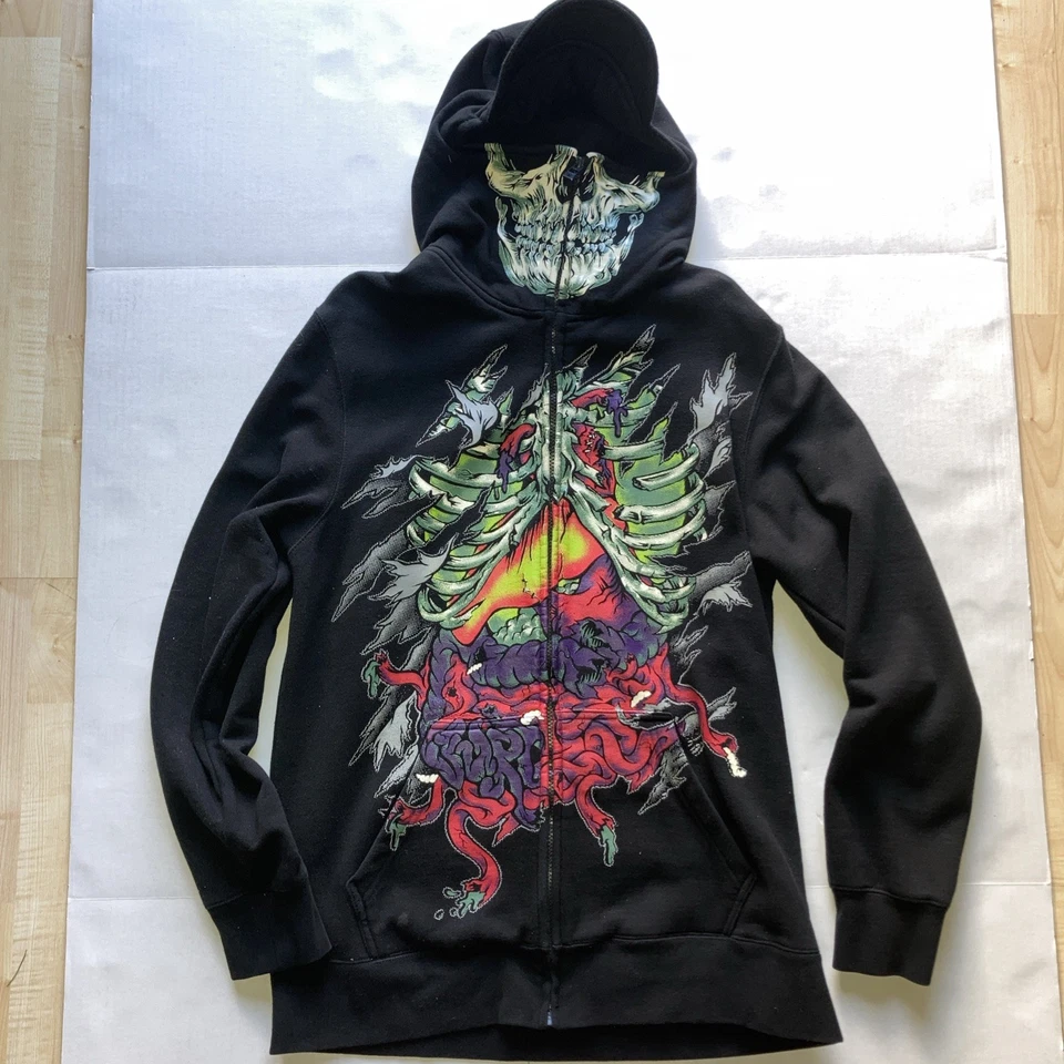 Vintage Vurt Skelton Jacket  Full Zipper Hooded Size Large - Image 1 of 4