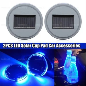 2Pcs/set Solar Cup Pad Car LED Lights Cover Interior Decoration Light Universal - Bild 1 von 13