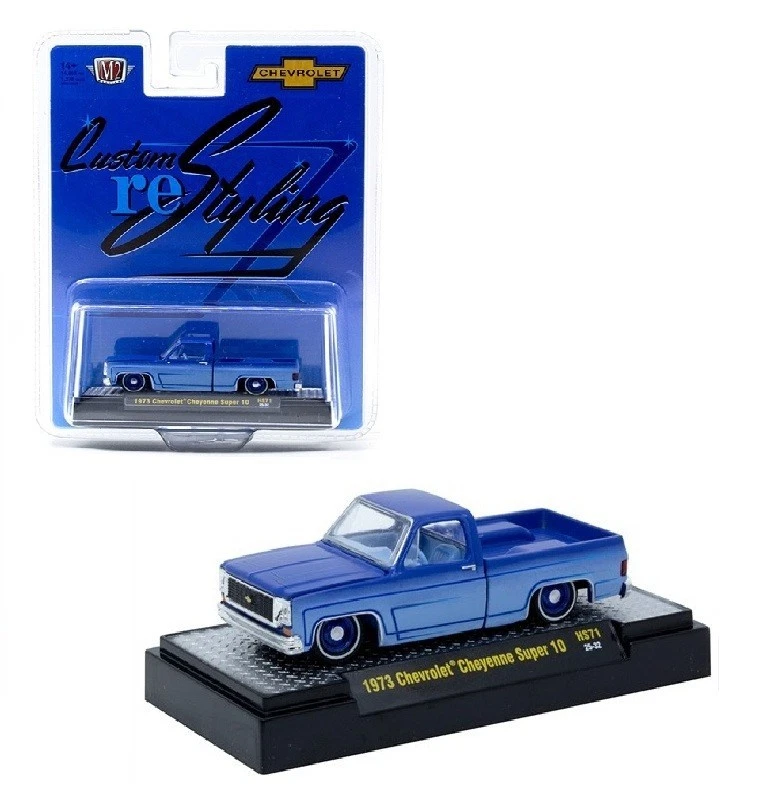 M2 Machines 1:64 1973 Chevrolet Cheyenne Super 10 Custom Re Styling Blue HS71-P5 - Image 1 of 4