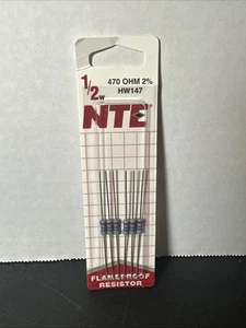 NTE Flameproof Resistor 470 Ohm 2%. 1/2W HW147 - Picture 1 of 3