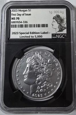 MS 70 NGC Morgan Silver Dollar $1 First Day of Issue Limited to 5,000 2023 - Image 1 of 2