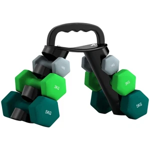SPORTNOW Dumbbells Set with Storage Rack, 2 x 1kg, 2 x 3kg, 2 x 5kg, Grey - Picture 1 of 11
