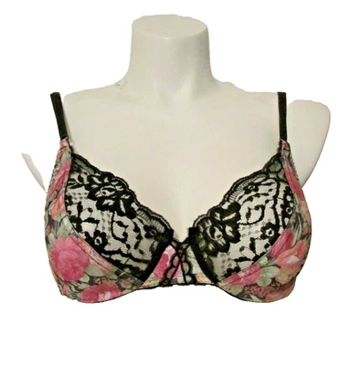 Sujetador Bravissima 71311 años 80 estampado floral satinado encaje ribete copa sin forro con aros 36C Foto 1 de 4