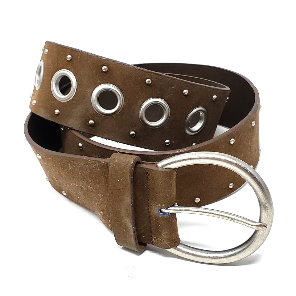 Cinturón Aeropostale Cuero Marrón Mini Tachuelas Tono Plateado Metal Hebilla Talla L Foto 1 de 4