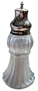 Lady Primrose Necture Dusting Silk Powder Shaker Glass Silverplate Vanity Beauty - Picture 1 of 12