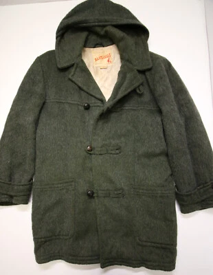 Chaqueta Abrigo de Lona de Lana Verde Gallo Años 50 De Colección Para Hombres 38 LEER Forro Mancha Defecto Foto 1 de 4