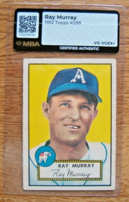 1952 Topps MBA Authentic VG-VGEX+ #299 Ray Murray SP RC Athletics no creases - Image 1 of 4