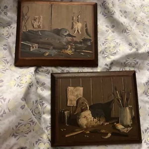 "Impresiones de pato Harnett vintage montadas en madera - aves acuáticas (ver fotos) 4"" X 6""" - Imagen 1 de 6