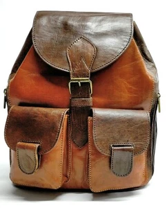 Mochila de cuero artesana | Combinada en dos tonos | Casual y Vintage - Imagen 1 de 3
