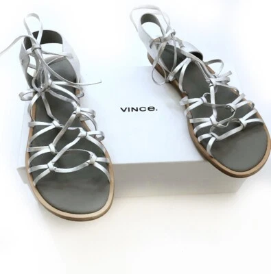 Sandálias planas Vince Palmera prata gladiador tamanho 7 novas - Imagem 1 de 3