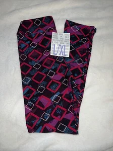 LuLaRoe Kids L/XL Floral 🦄 8-14  Soft Leggings Black Purple Diamonds Argyle New - Picture 1 of 8