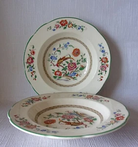 TWO BISOP & STONIER VINTAGE SOUP BOWLS 230mm EXOTIC BIRD - Picture 1 of 2