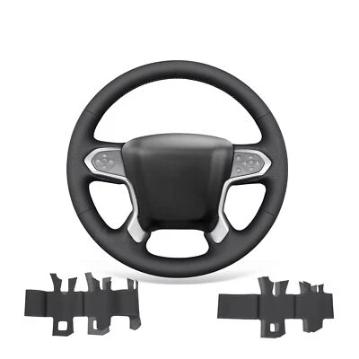 Hand Stitch Black Real Leather Steering Wheel Cover for Chevrolet Silverado - Image 1 of 4