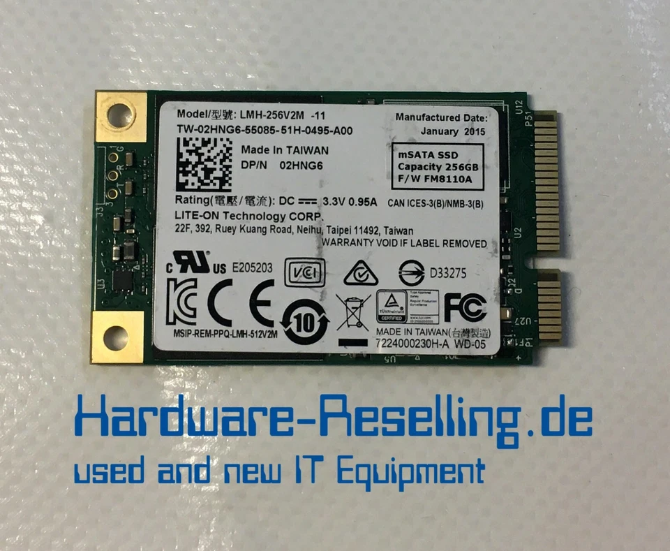 Dell 256GB SSD mSATA 6G 1,8 ZOLL LMH-256V2M 02HNG6 Lite-On - Bild 1 von 1