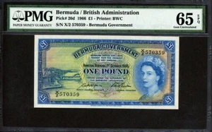 Bermuda 1966, 1 libbra, P20d,PMG 65 EPQ GEM UNC - Foto 1 di 2
