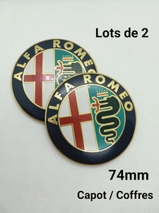 2 Logo Emblème Capot Coffre Alfa Romeo 74mm Gold - Afbeelding 1 van 2
