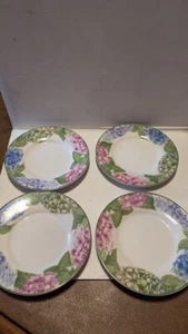 AMERICAN ATELIER HYDRANGEA SET 4 BREAD BUTTER PLTS 6 3/8" EXC USED COND - Picture 1 of 4