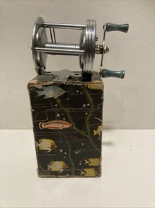 Vintage Abbey Imbrie Lakeside Fishing Reel with Engraved Fishing Scene and Box - Picture 1 of 24