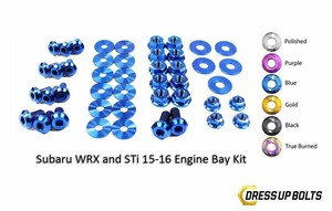 Dress Up Bolts for WRX FA20DIT STi EJ257 15-21 Titanium Engine Bay Kit Blue