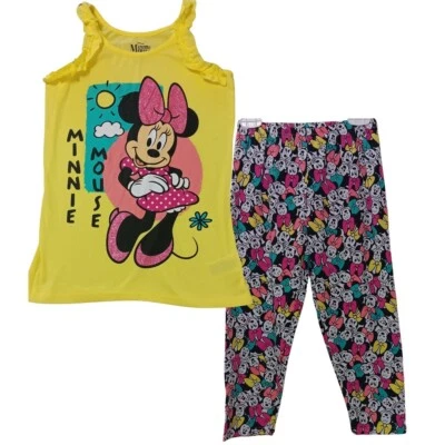 Disney Girl's 2pc Set MINNIE MOUSE Yellow Top & Pants Graphic Print 10-12 NWT - Image 1 of 4