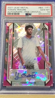 Yohan Traore - 2021 Leaf Metal Autograph Pink Crystal   PSA 10   #6/15 - Image 1 of 2