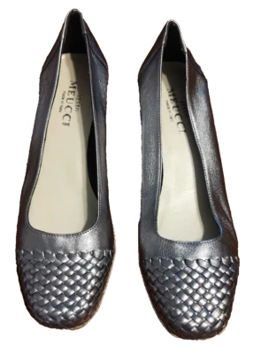 Zapatos de cuña SESTO MEUCCI ALPARGATA PLATEADA Talla 9 NUEVO Foto 1 de 4