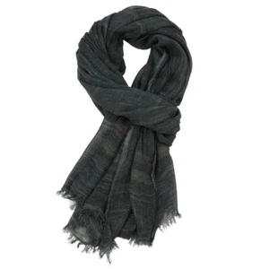 Fashion Men Scarf Cotton Linen Yarn-dyed Striped Men's Scarves Tassel Long Shawl - Picture 1 of 15
