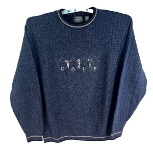 Haggar Tour Golf Sweater Mens Size L Blue Cotton Blend - Picture 1 of 7