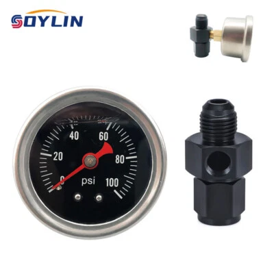 Liquid 0-100psi Fuel Pressure Gauge Regulator Gauge 1/8" NPT W/ 6AN Adapter - Image 1 of 4