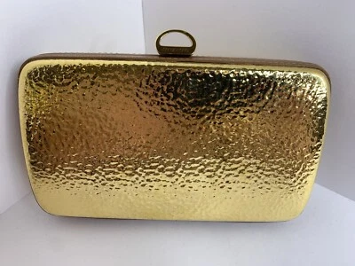 Sergio Rossi Hammered Metal Box Clutch Purse Amour Collection Style - Image 1 of 4