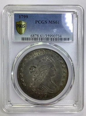1799 Draped Bust Silver Dollar PCGS MS61 - Image 1 of 3