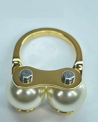 Anillo Louis Vuitton LV Speedy Perla M68070 Tono Dorado Mujer Diseñador Usado YK893 Foto 1 de 4