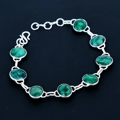 Pulsera Skota Esmeralda Chapada en Plata 925 de 7"-8" Foto 1 de 3