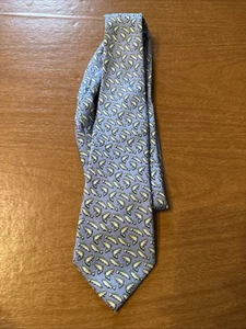Vineyard Vines Martha’s Vineyard Boys Blue Silk Tie Green Fish 51 Inches USA - Picture 1 of 3