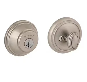 Baldwin Prestige Satin Nickel Single Cylinder Round Deadbolt Smartkey Door - Picture 1 of 7
