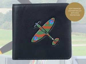 Spitfire Plane Leather RFID Protected Wallet Mala Leather WW2 RAF - Picture 1 of 11